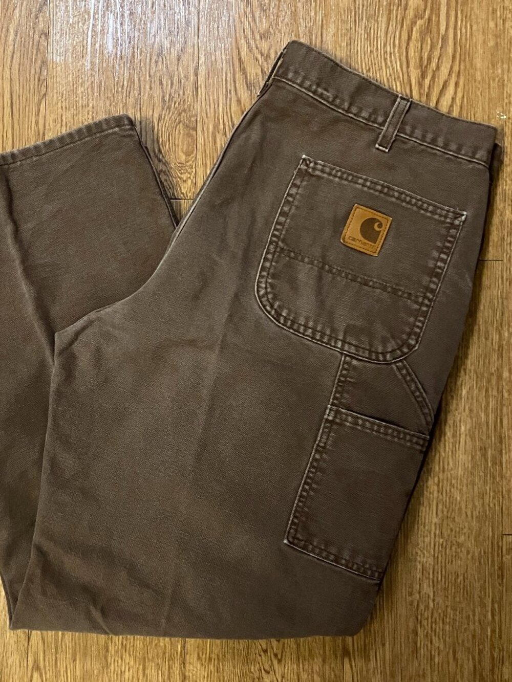 Vtg Carhartt B11 CHT Chestnut Brown Canvas Carpenter Pants 37x29.5 (Tag 38x30)